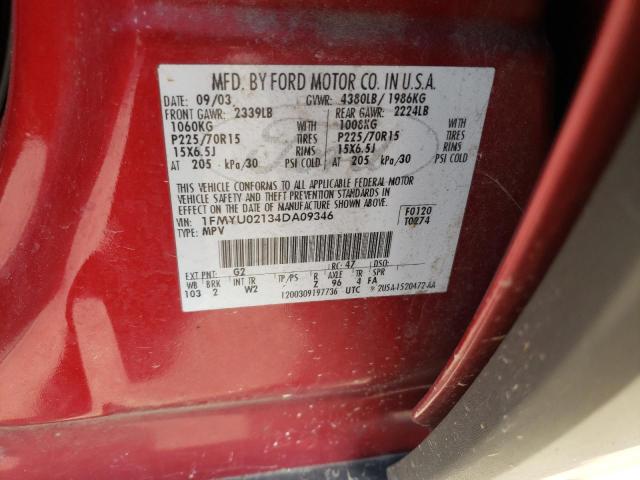 Photo 10 from auction – 2004 FORD ESCAPE XLS with VIN 1FMYU02134DA09346