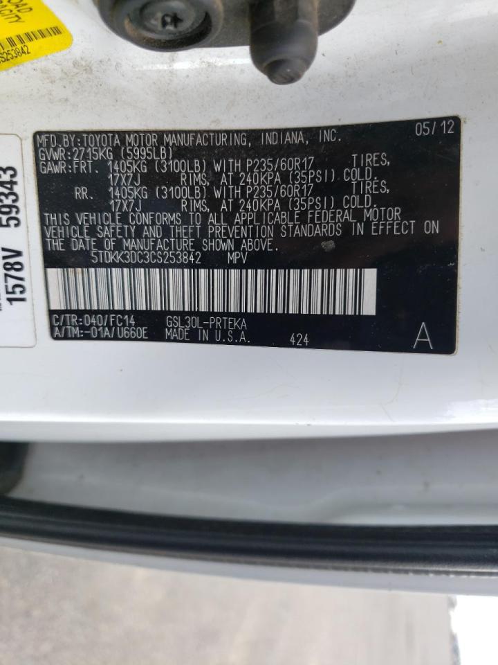 Photo 10 from auction – 2012 TOYOTA SIENNA LE with VIN 5TDKK3DC3CS253842