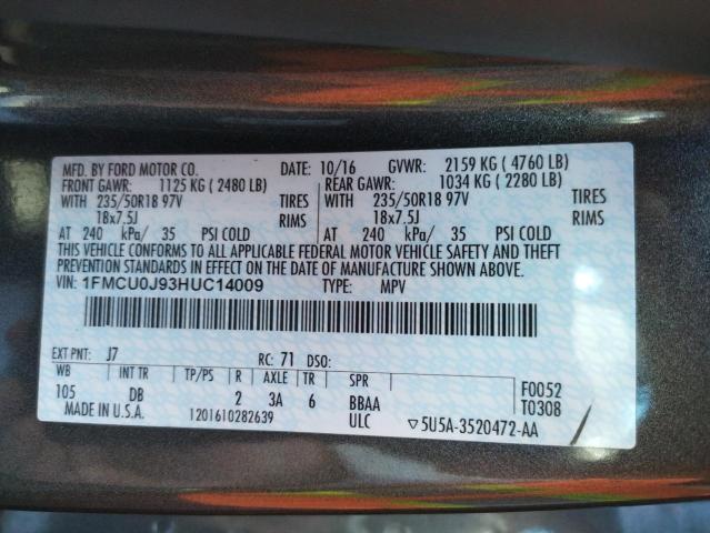 Photo 10 from auction – 2017 FORD ESCAPE TIT with VIN 1FMCU0J93HUC14009