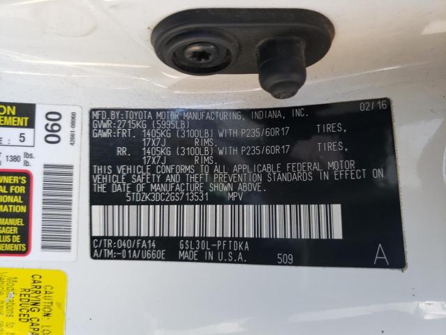 Photo 1 from auction – 2016 TOYOTA SIENNA with VIN 5TDZK3DC2GS713531