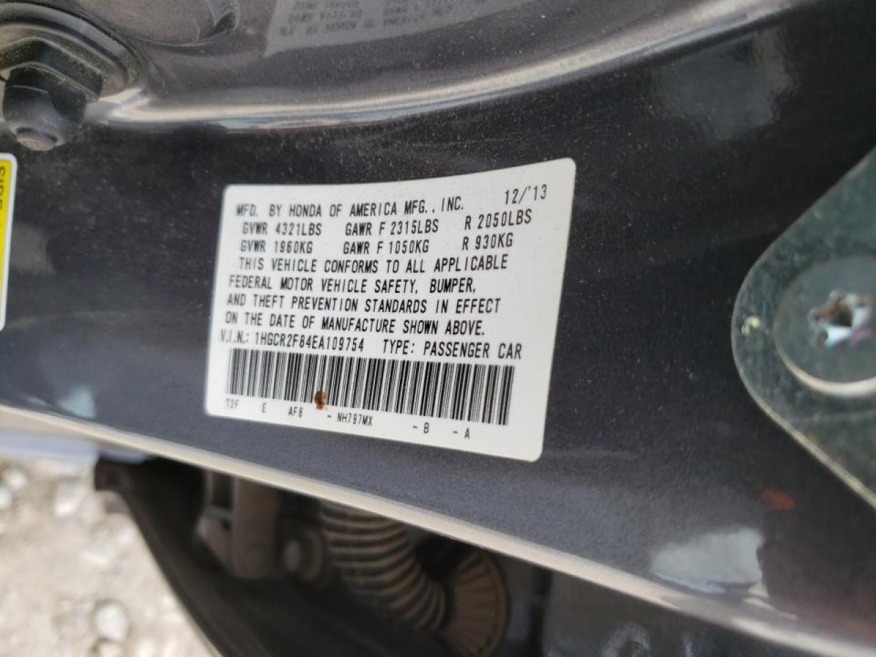 Photo 10 from auction – 2014 HONDA ACCORD EXL with VIN 1HGCR2F84EA109754