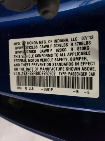 Photo 10 from auction – 2013 HONDA CIVIC EX with VIN 19XFB2F88DE260902