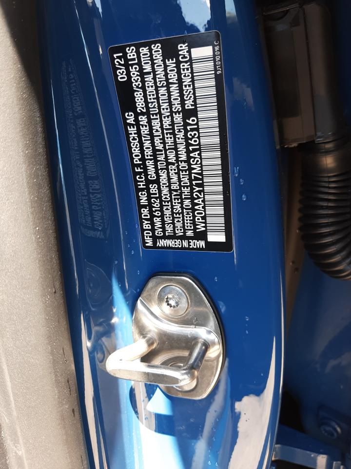 Photo 10 from auction – 2021 PORSCHE TAYCAN with VIN WP0AA2Y17MSA16316