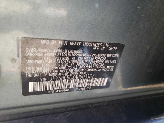 Photo 10 from auction – 2010 SUBARU FORESTER X with VIN JF2SH6BCXAH903367