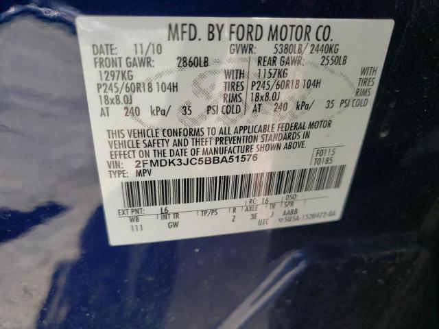 Photo 10 from auction – 2011 FORD EDGE SEL with VIN 2FMDK3JC5BBA51576