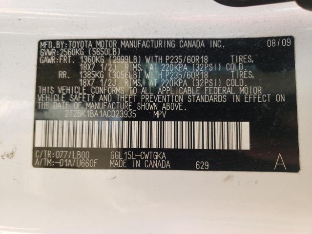 Photo 10 from auction – 2010 LEXUS RX 350 with VIN 2T2BK1BA1AC023935
