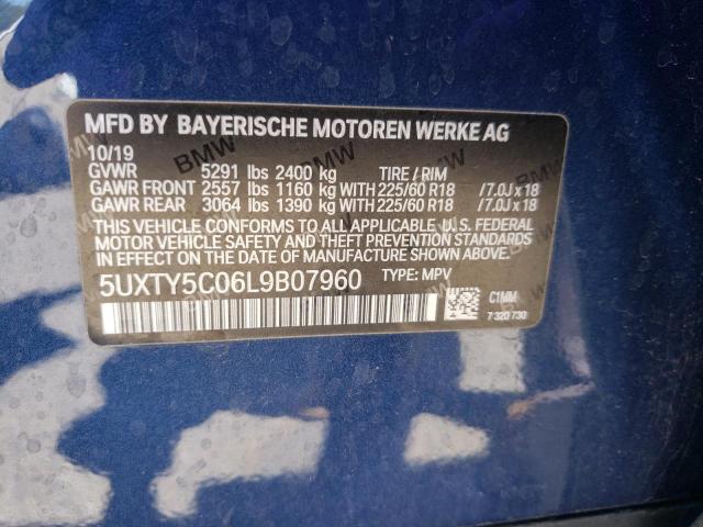 Photo 10 from auction – 2020 BMW X3 XDRIVE3 with VIN 5UXTY5C06L9B07960