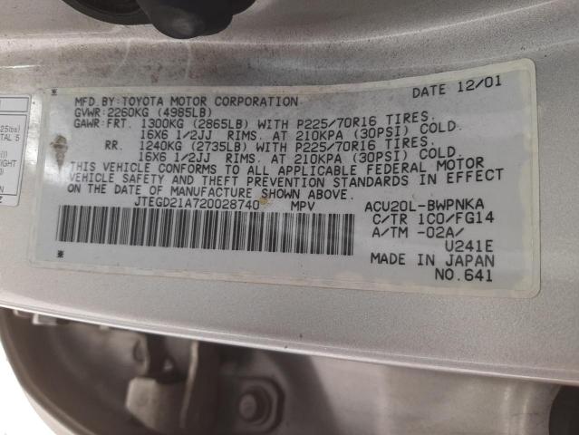 Photo 10 from auction – 2002 TOYOTA HIGHLANDER with VIN JTEGD21A720028740