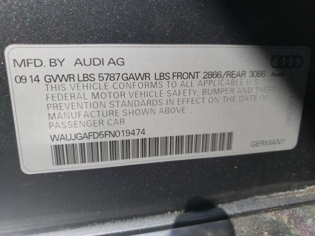 Photo 10 from auction – 2015 AUDI A8 QUATTRO with VIN WAUJGAFD5FN019474