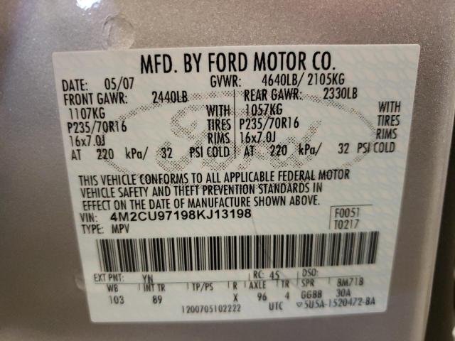 Photo 10 from auction – 2008 MERCURY MARINER PR with VIN 4M2CU97198KJ13198