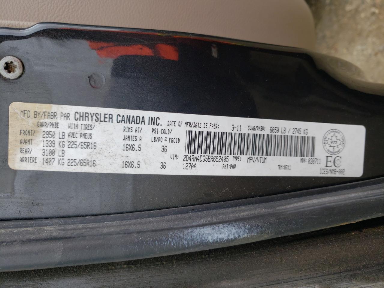 Photo 10 from auction – 2011 DODGE GRAND CARA with VIN 2D4RN4DG5BR692405