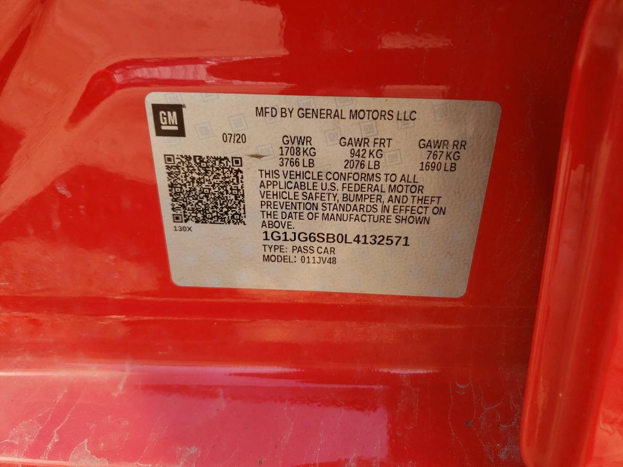 Photo 10 from auction – 2020 CHEVROLET SONIC with VIN 1G1JG6SB0L4132571