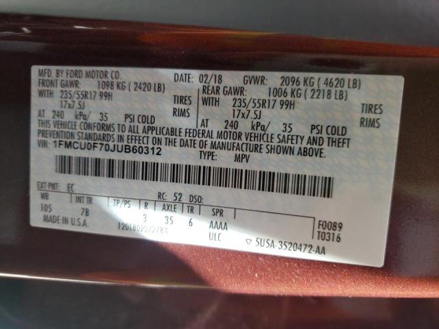Photo 10 from auction – 2018 FORD ESCAPE S with VIN 1FMCU0F70JUB60312