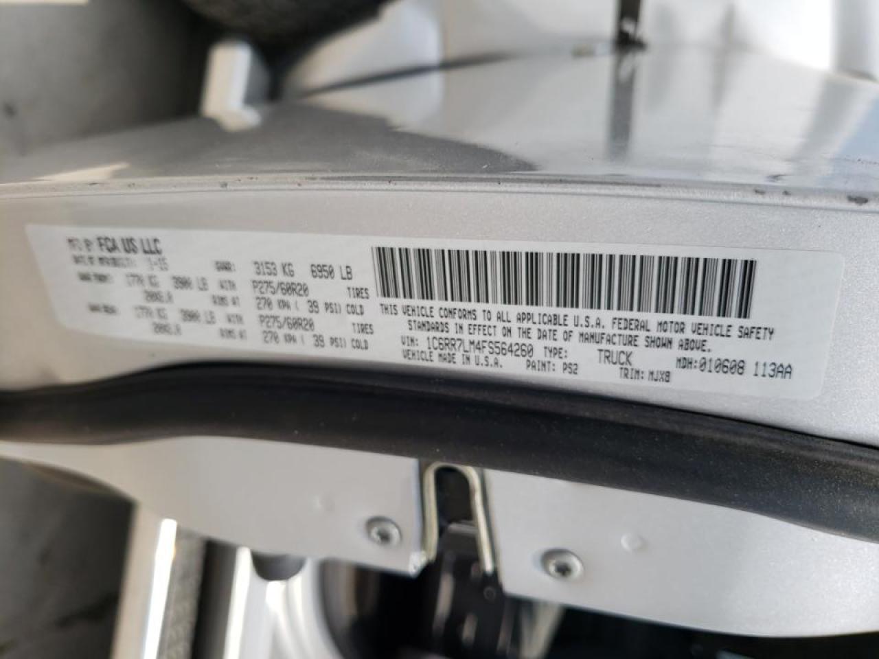 Photo 10 from auction – 2015 RAM 1500 SLT with VIN 1C6RR7LM4FS564260