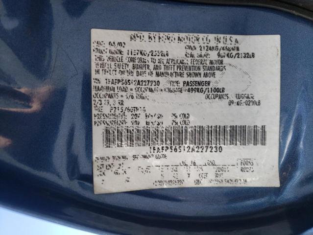 Photo 10 from auction – 2002 FORD TAURUS with VIN 1FAFP56S12A227230