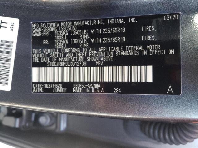 Photo 10 from auction – 2020 TOYOTA HIGHLANDER with VIN 5TDCZRBH9LS012739