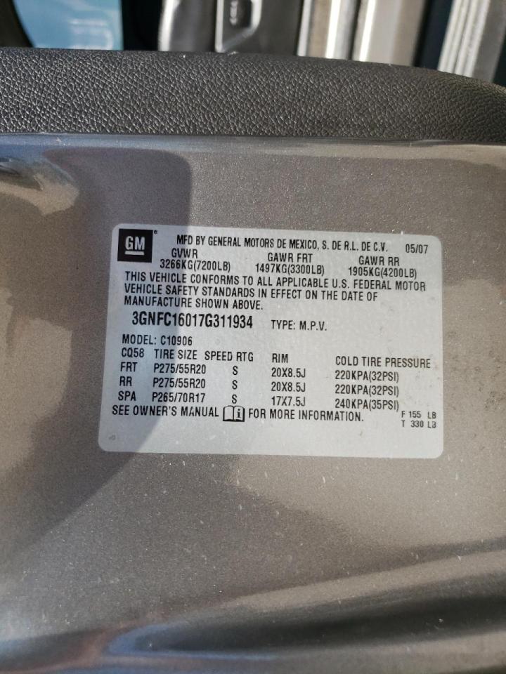 Photo 10 from auction – 2007 CHEVROLET SUBURBAN C with VIN 3GNFC16017G311934