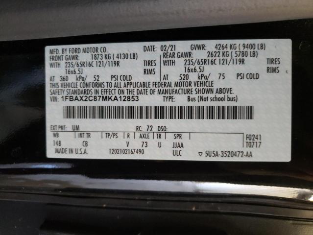 Photo 10 from auction – 2021 FORD TRANSIT T- with VIN 1FBAX2C87MKA12853