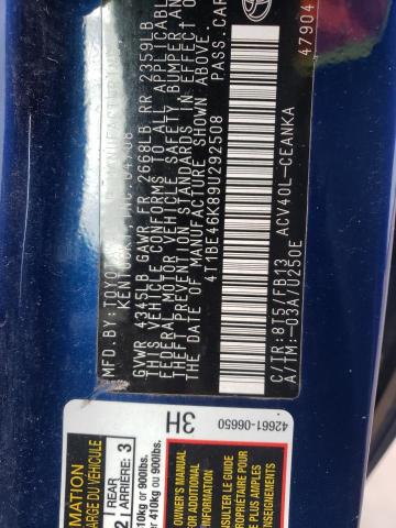 Photo 10 from auction – 2009 TOYOTA CAMRY BASE with VIN 4T1BE46K89U292508