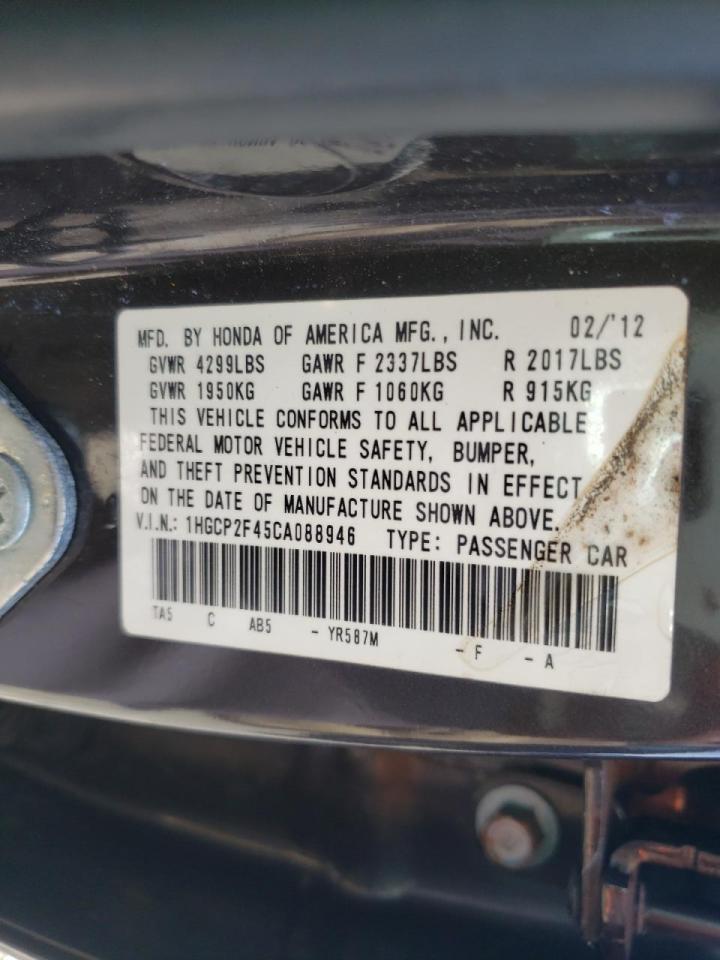 Photo 10 from auction – 2012 HONDA ACCORD LXP with VIN 1HGCP2F45CA088946
