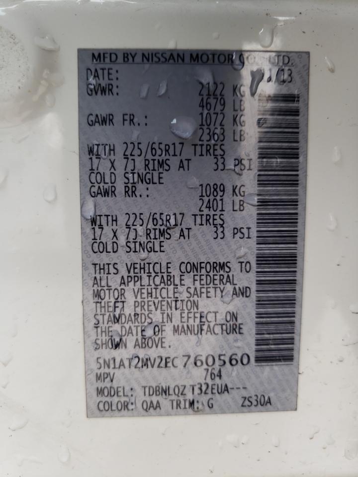 Photo 10 from auction – 2014 NISSAN ROGUE S with VIN 5N1AT2MV2EC760560