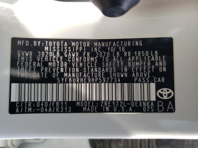 Photo 10 from auction – 2017 TOYOTA COROLLA L with VIN 5YFBURHE9HP597734