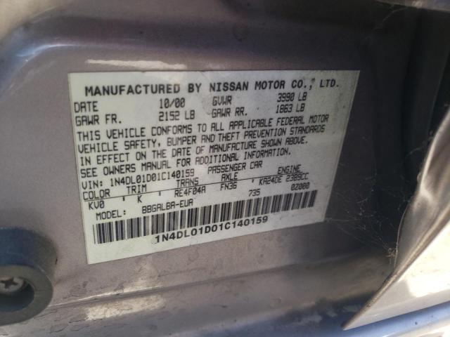Photo 10 from auction – 2001 NISSAN ALTIMA XE with VIN 1N4DL01D01C140159