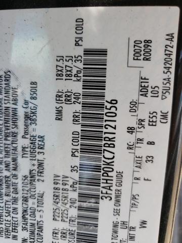 Photo 10 from auction – 2011 FORD FUSION SPO with VIN 3FAHP0KC7BR121056