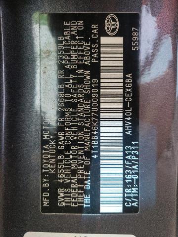 Photo 10 from auction – 2007 TOYOTA CAMRY HYBR with VIN 4T1BB46K77U009019