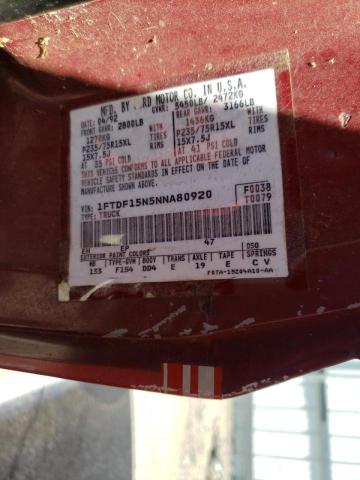 Photo 10 from auction – 1992 FORD F150 with VIN 1FTDF15N5NNA80920