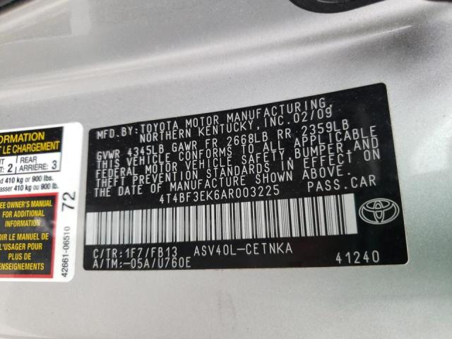 Photo 10 from auction – 2010 TOYOTA CAMRY BASE with VIN 4T4BF3EK6AR003225