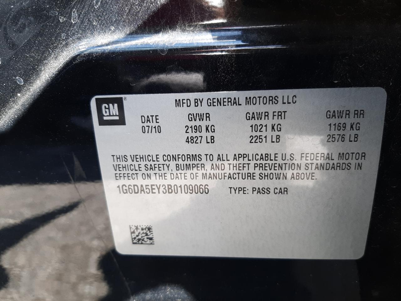 Фото 10 с аукциона – 2011 CADILLAC CTS с VIN 1G6DA5EY3B0109066