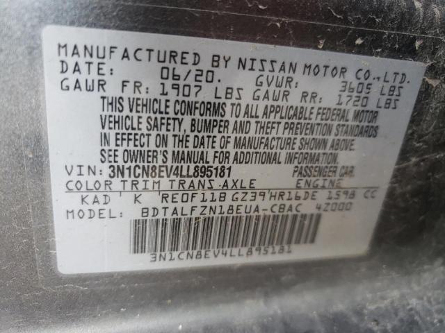 Photo 10 from auction – 2020 NISSAN VERSA SV with VIN 3N1CN8EV4LL895181