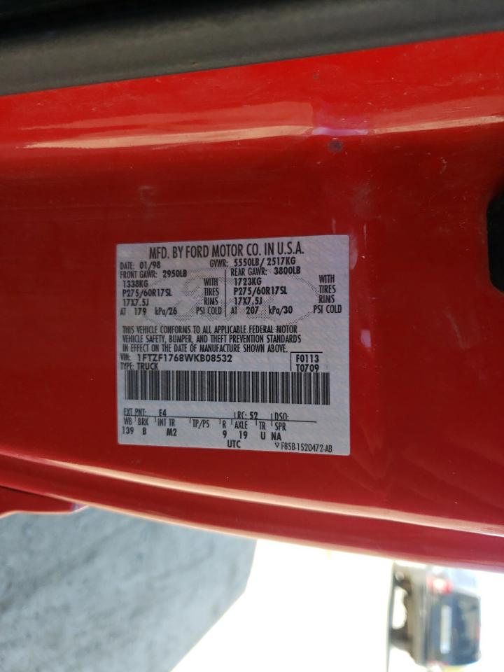 Photo 10 from auction – 1998 FORD F150 with VIN 1FTZF1768WKB08532