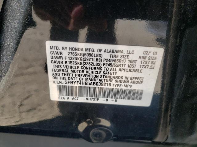Photo 10 from auction – 2010 HONDA PILOT EXL with VIN 5FNYF4H65AB039218