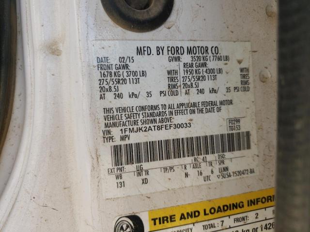 FORD EXPEDITION 2015 with VIN 1FMJK2AT8FEF30033 - Photo from auction