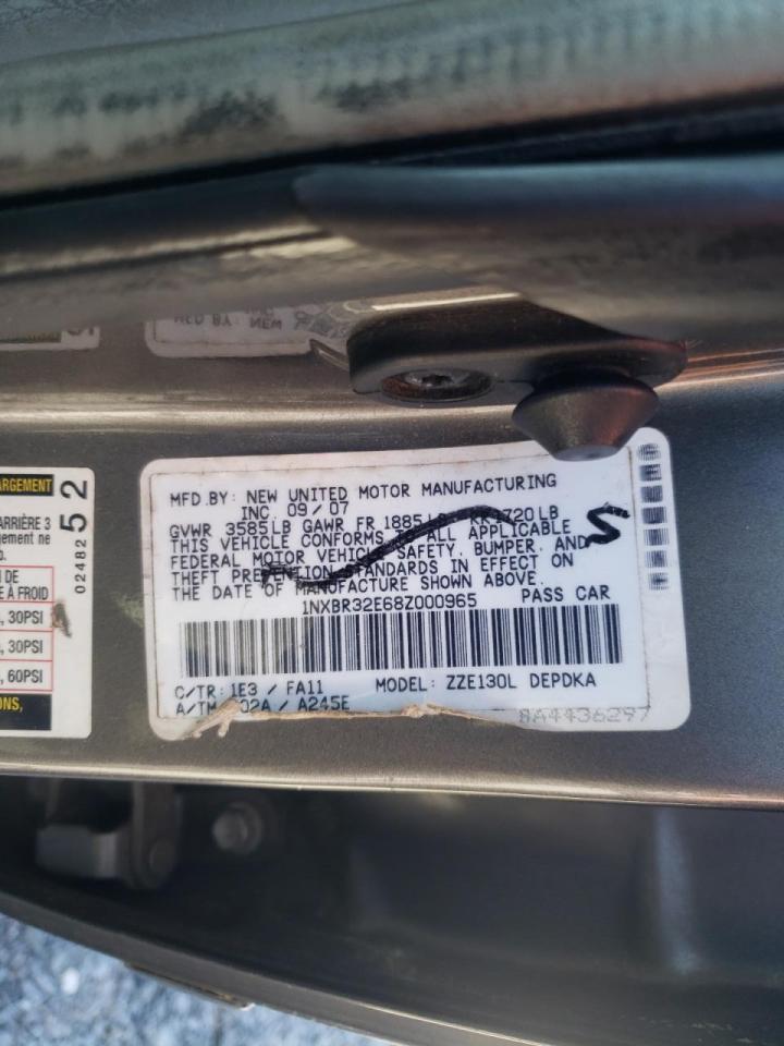 Photo 10 from auction – 2008 TOYOTA COROLLA CE with VIN 1NXBR32E68Z000965