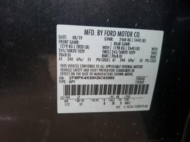 Photo 10 from auction – 2019 FORD EDGE TITAN with VIN 2FMPK4K98KBC60980