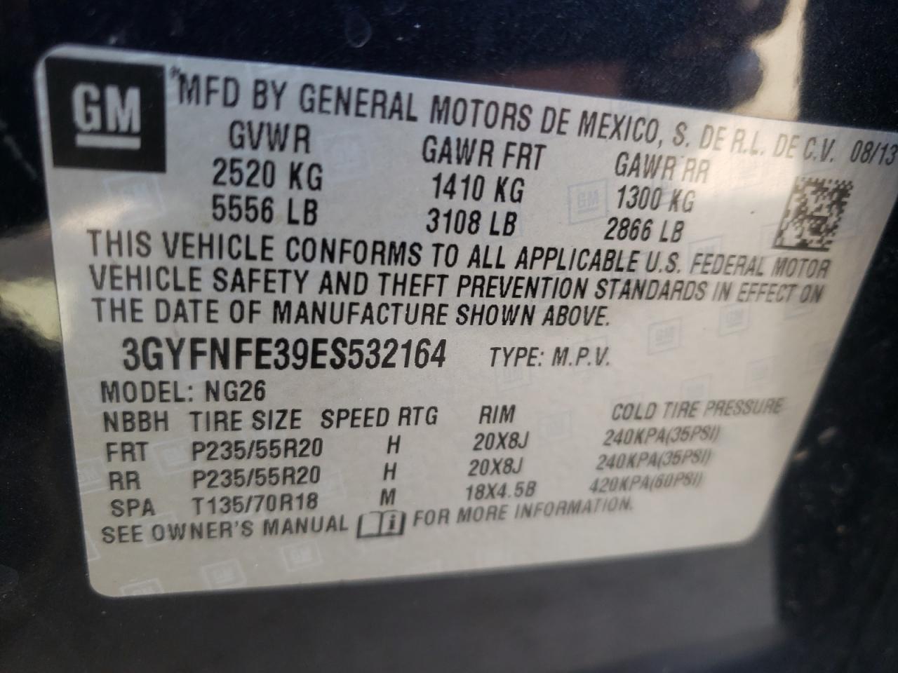 Photo 10 from auction – 2014 CADILLAC SRX PERFOR with VIN 3GYFNFE39ES532164