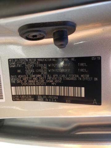 Photo 10 from auction – 2020 TOYOTA SIENNA XLE with VIN 5TDYZ3DC6LS025372