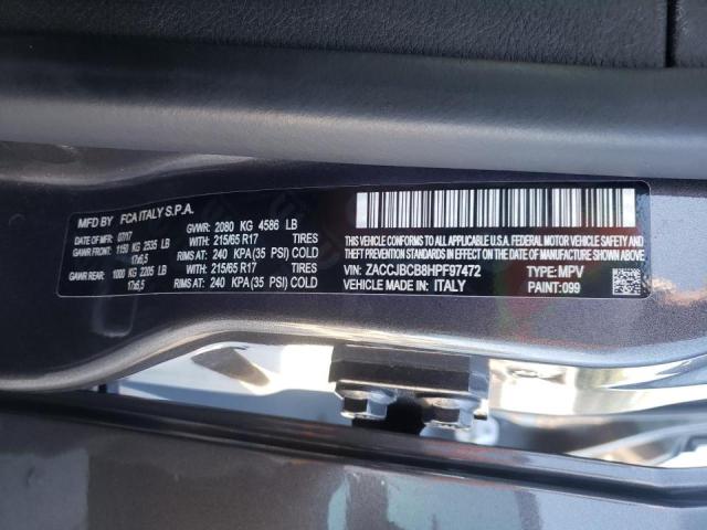 Photo 10 from auction – 2017 JEEP RENEGADE T with VIN ZACCJBCB8HPF97472