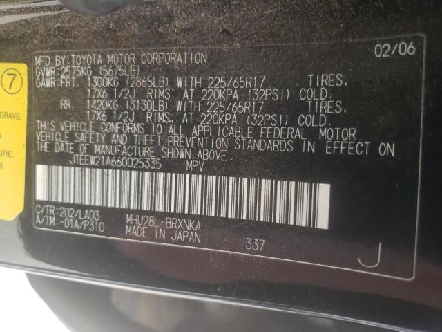 Zdjęcie 10 z aukcji – 2006 TOYOTA HIGHLANDER z VIN JTEEW21A660025335