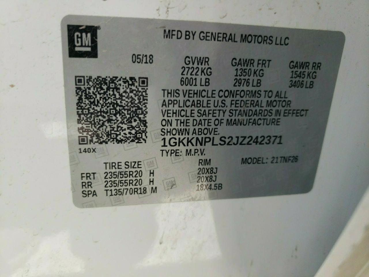 Photo 10 from auction – 2018 GMC ACADIA DEN with VIN 1GKKNPLS2JZ242371