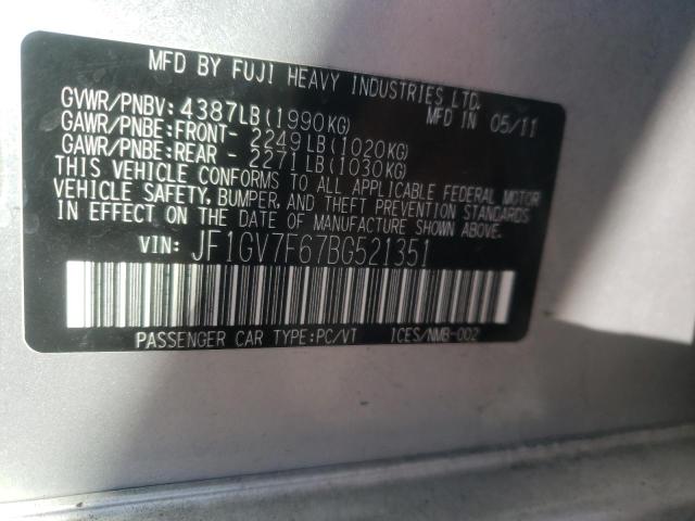 Photo 10 from auction – 2011 SUBARU IMPREZA WR with VIN JF1GV7F67BG521351