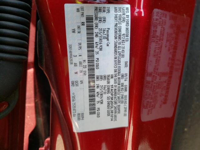 Photo 10 from auction – 2016 FORD FOCUS SE with VIN 1FADP3K20GL381814
