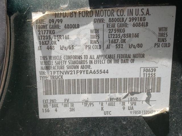Photo 10 from auction – 2000 FORD F250 SUPER with VIN 1FTNW21F9YEA65544