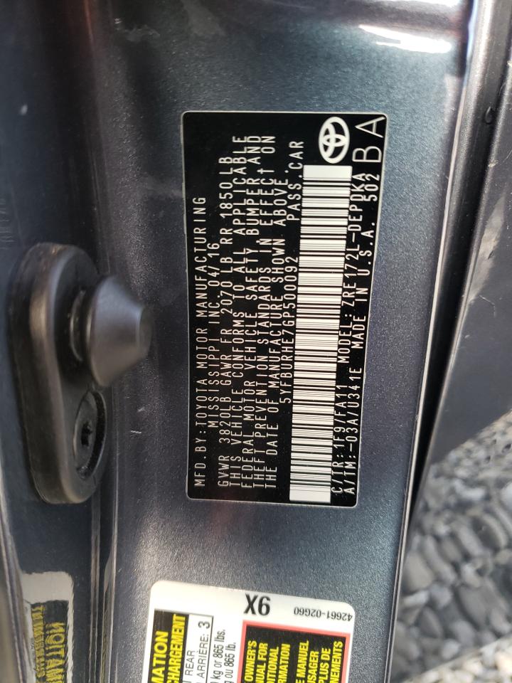 Photo 10 from auction – 2016 TOYOTA COROLLA L with VIN 5YFBURHE7GP500092