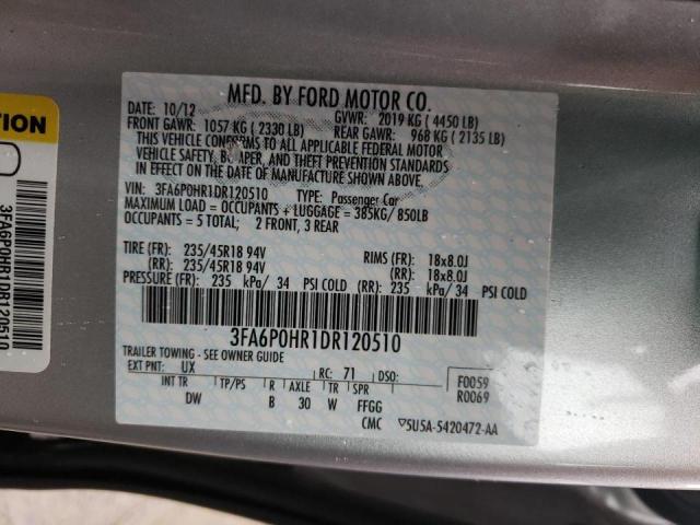 Photo 10 from auction – 2013 FORD FUSION SE with VIN 3FA6P0HR1DR120510