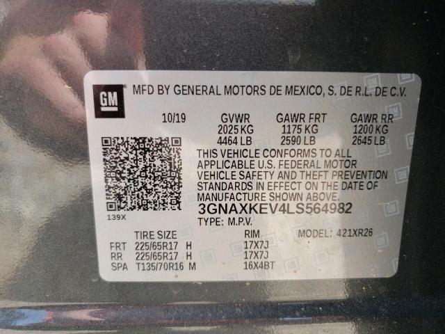 Photo 10 from auction – 2020 CHEVROLET EQUINOX LT with VIN 3GNAXKEV4LS564982