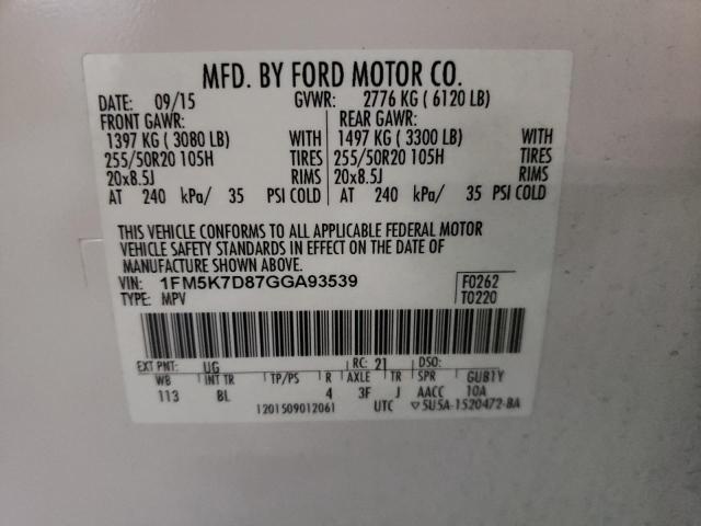 Photo 10 from auction – 2016 FORD EXPLORER X with VIN 1FM5K7D87GGA93539